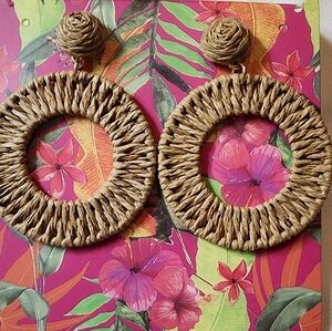 Woven Hoop Earrings Natural